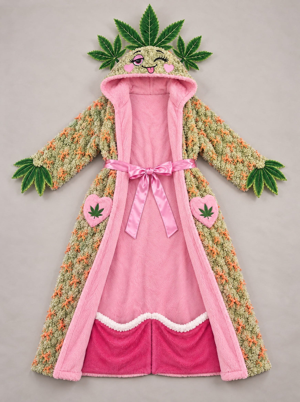 Heated Bud Robe opened to show the two foot pockets