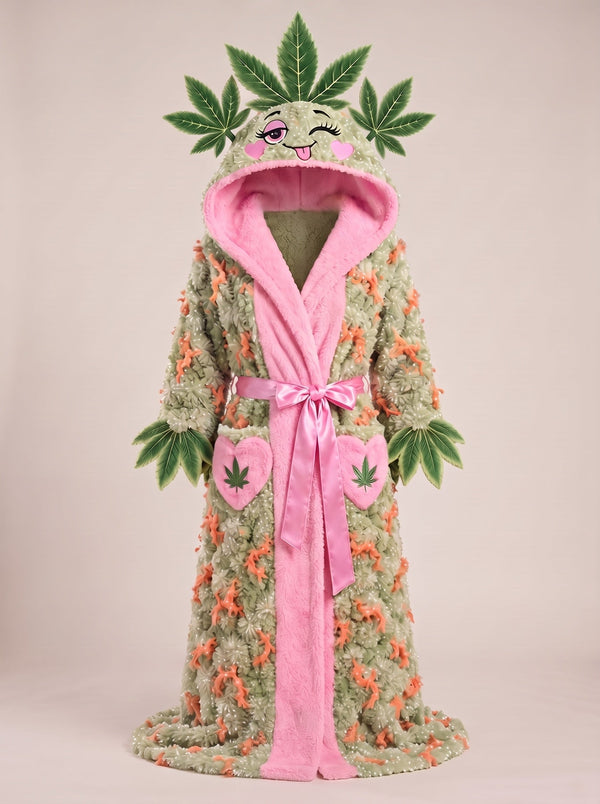 Wake & Cozy Heated Bud Robe, front